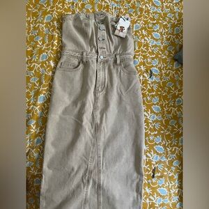 Sincerely Jules Strapless Maxi Skirt Dress in Light Beige